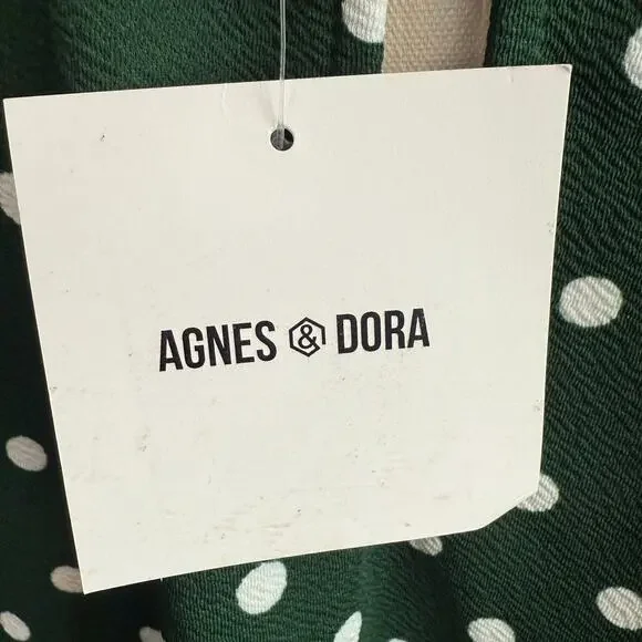 Agnes & Dora White & Green Polka Dot Bell Sleeve Shift Dress Retro Colorful - Picture 5 of 11